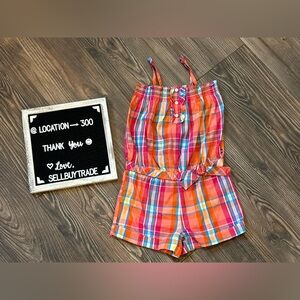 NAUTICA Plaid Romper orange blue pink Easter